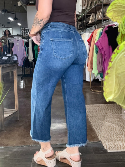 Denim High Rise-Crop Wide-Wide