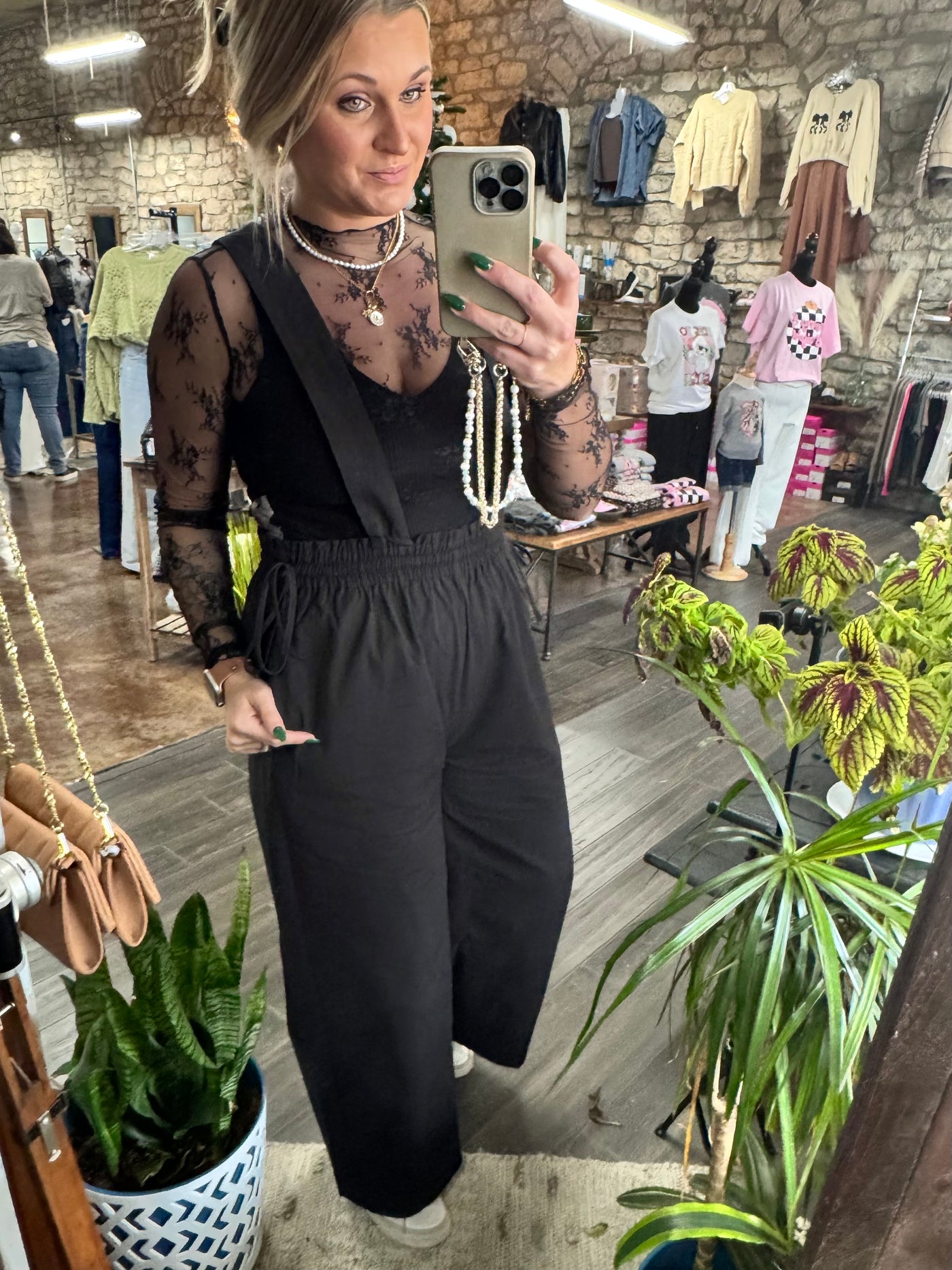 Suspender Wide Leg Jumpsuit (Black)