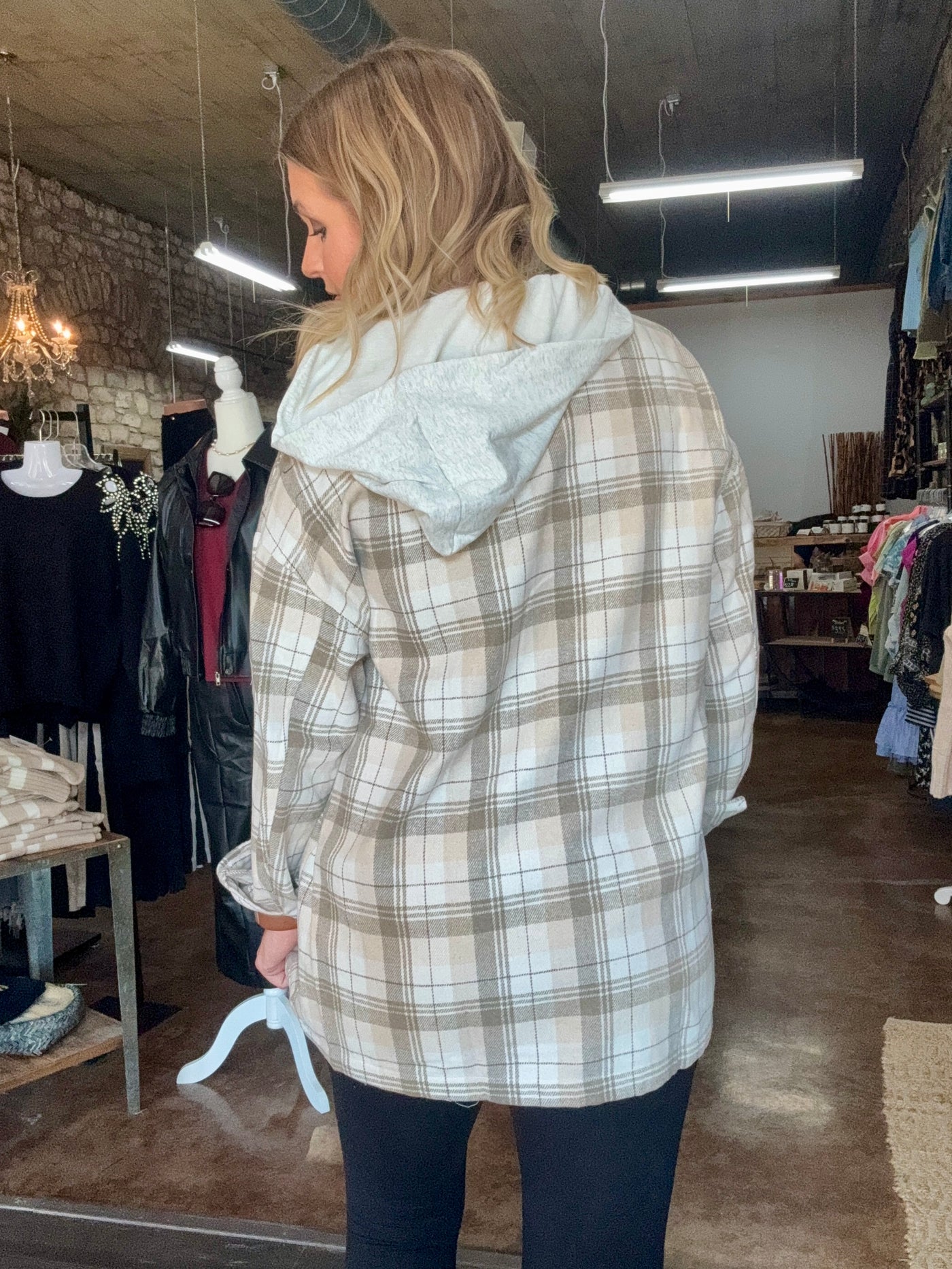 Drop Shoulder Plaid Shacket