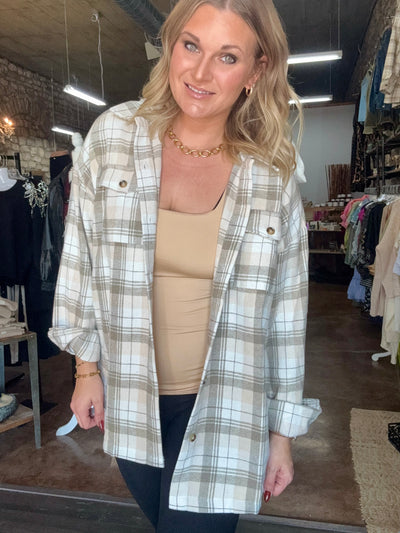 Drop Shoulder Plaid Shacket