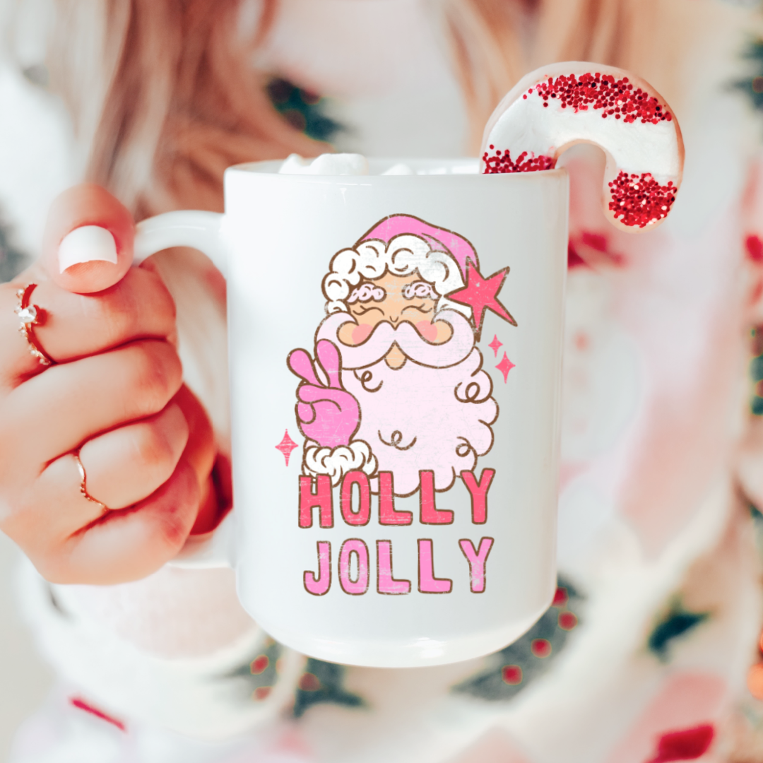 Holly jolly mug, Santa mug, Christmas mug, Christmas decor