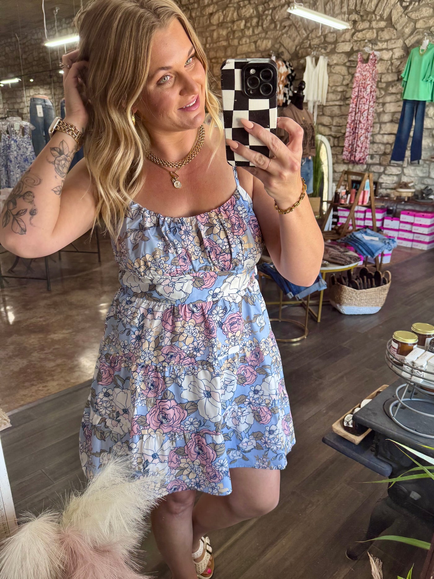 Floral Tiered  Spaghetti Strap Vacation Dress