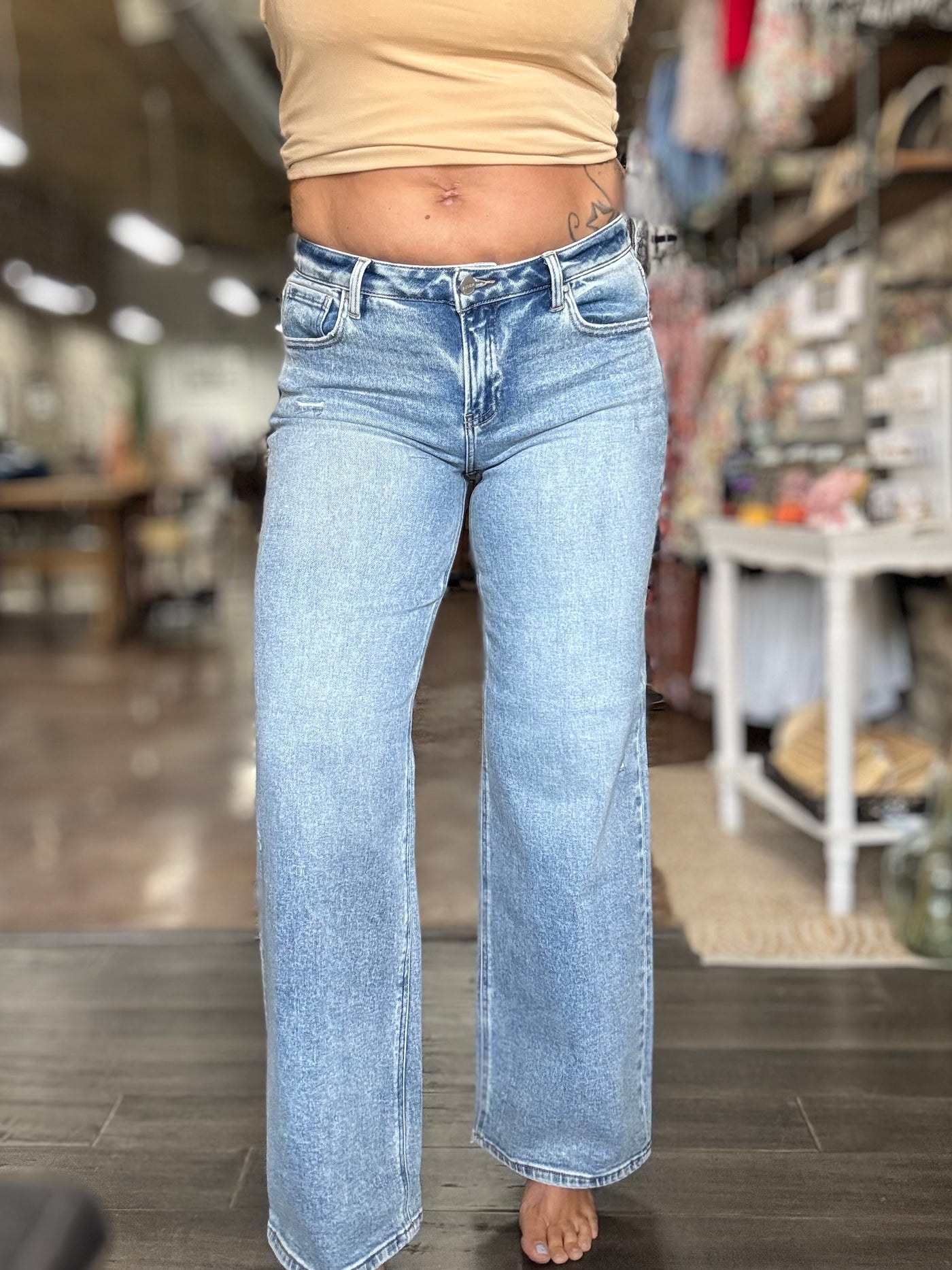Low Rise Wide Leg Jeans