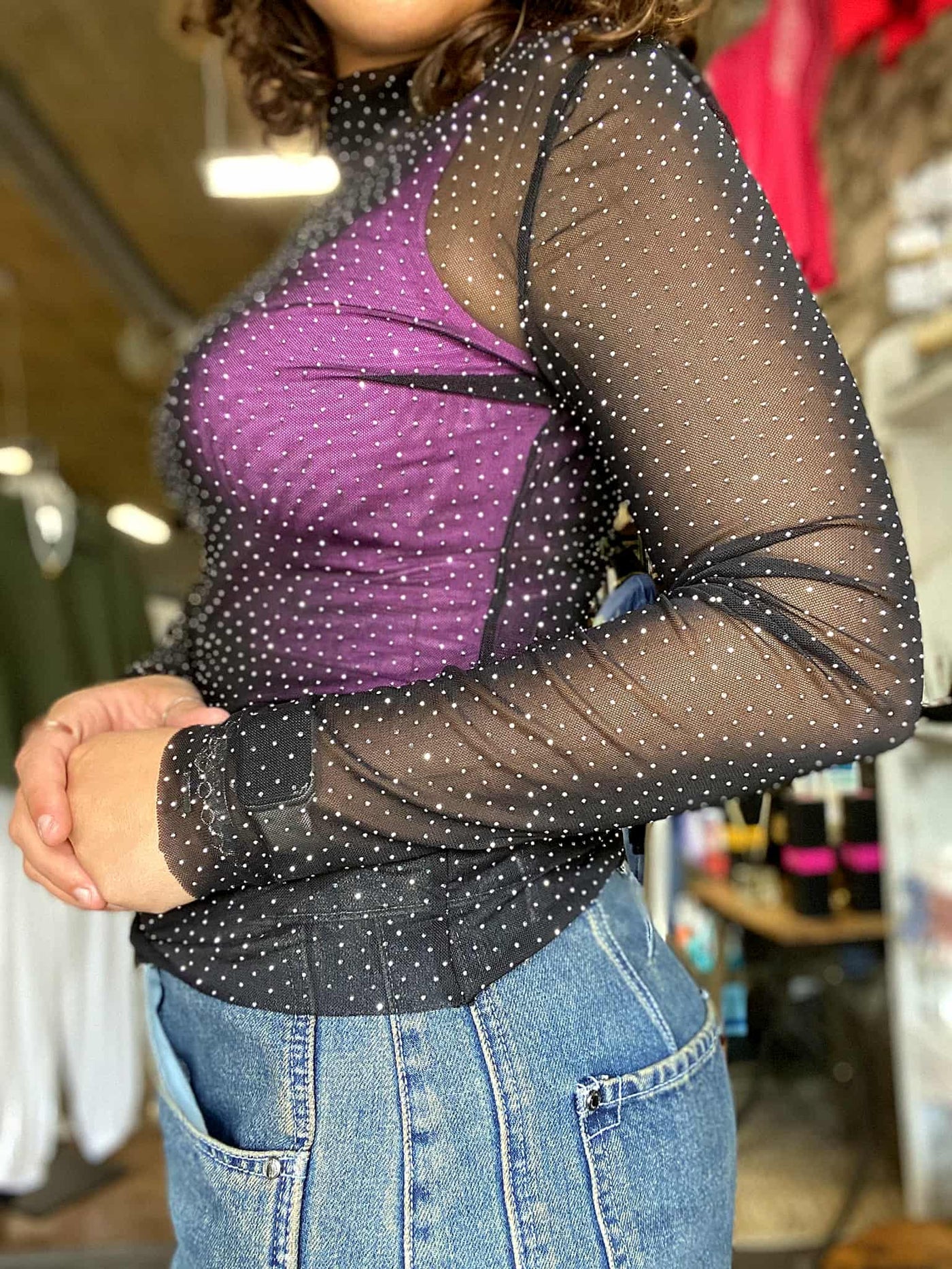 Rhinestone Lace Top