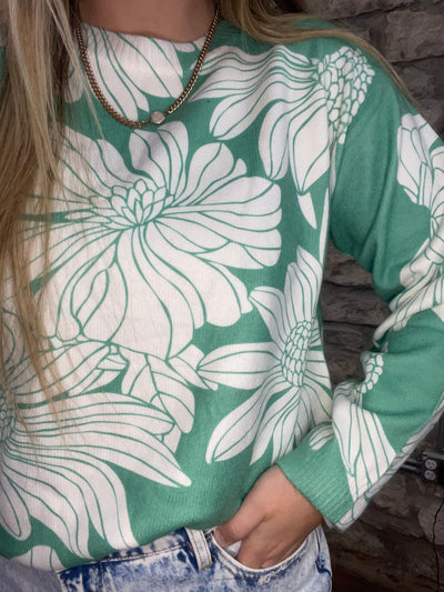 Jade Floral Knit Top