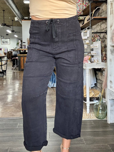High Rise-Crop Wide Barrel Cuffed Pants