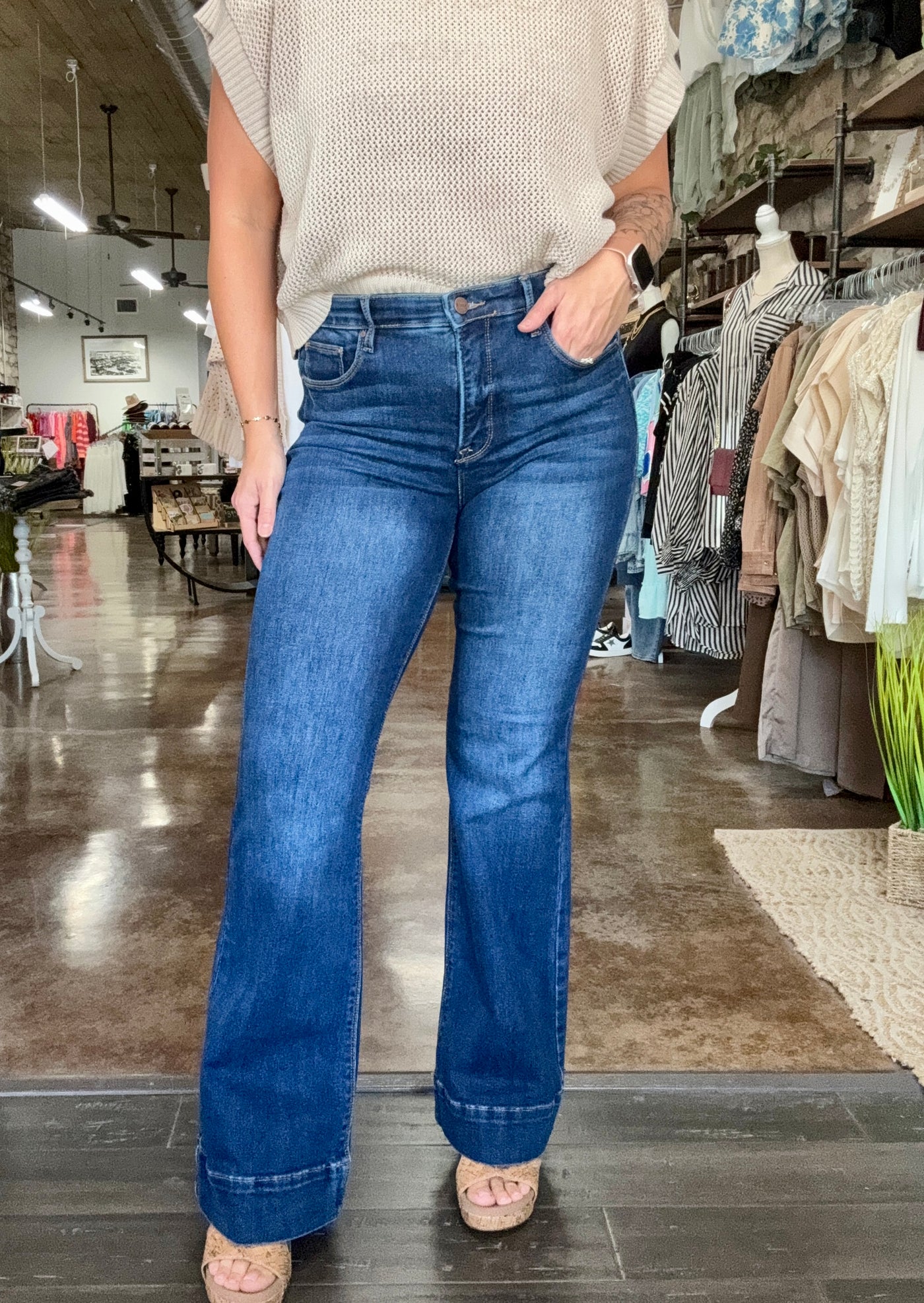 High Rise Dark Flare Jeans