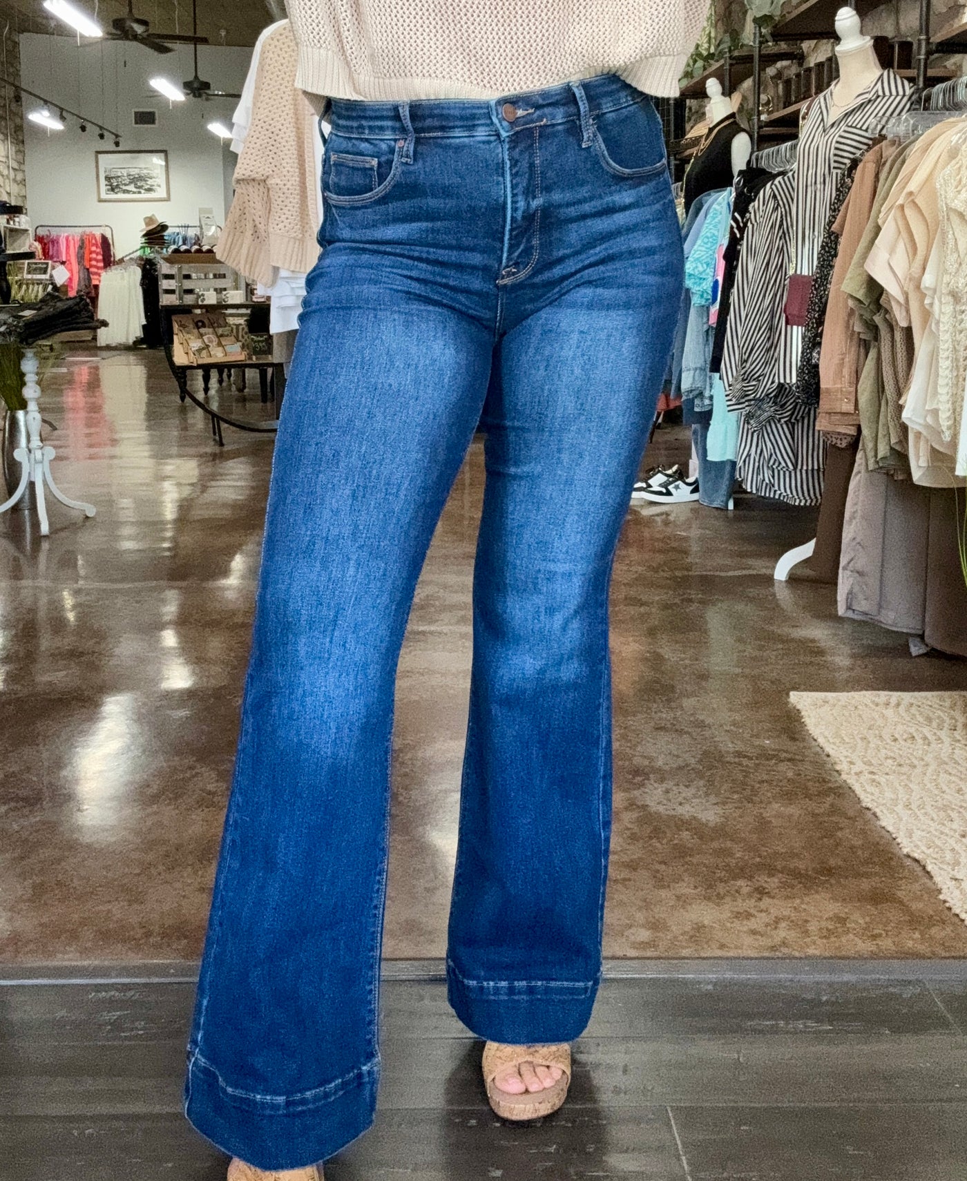 High Rise Dark Flare Jeans