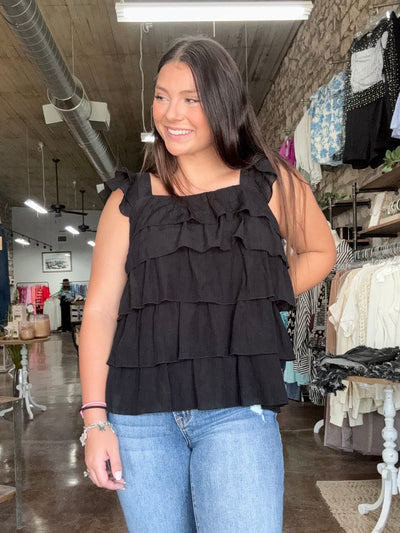 Ruffled Flutter Sleeve Top