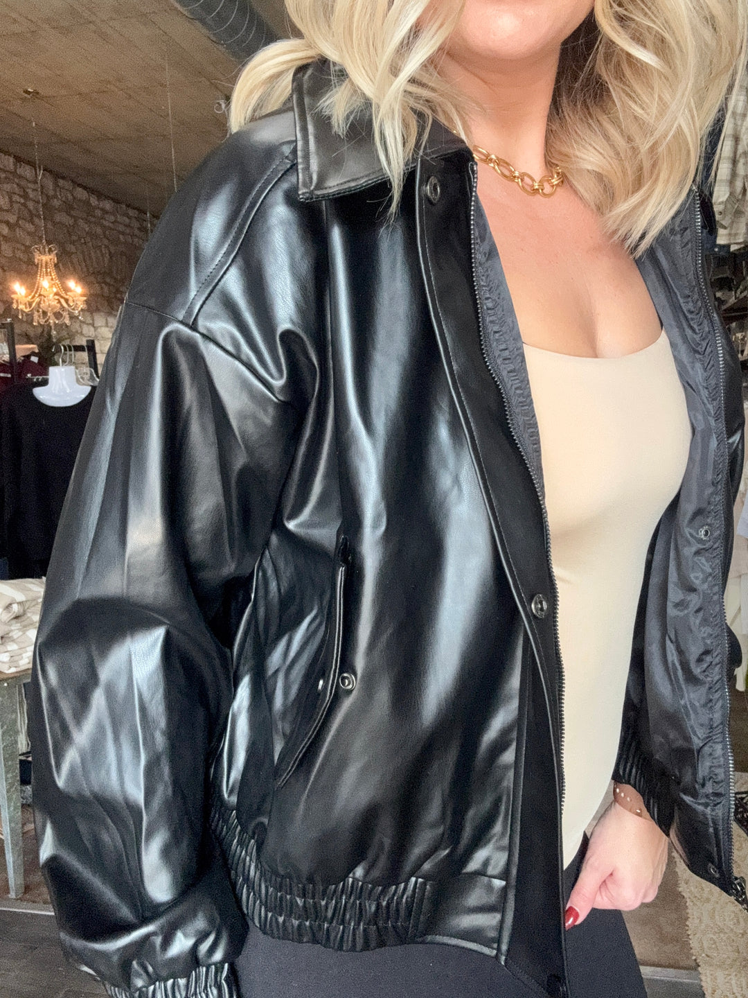 Vegan Leather Bomber Jacket – Switch Salon, Spa, & Boutique