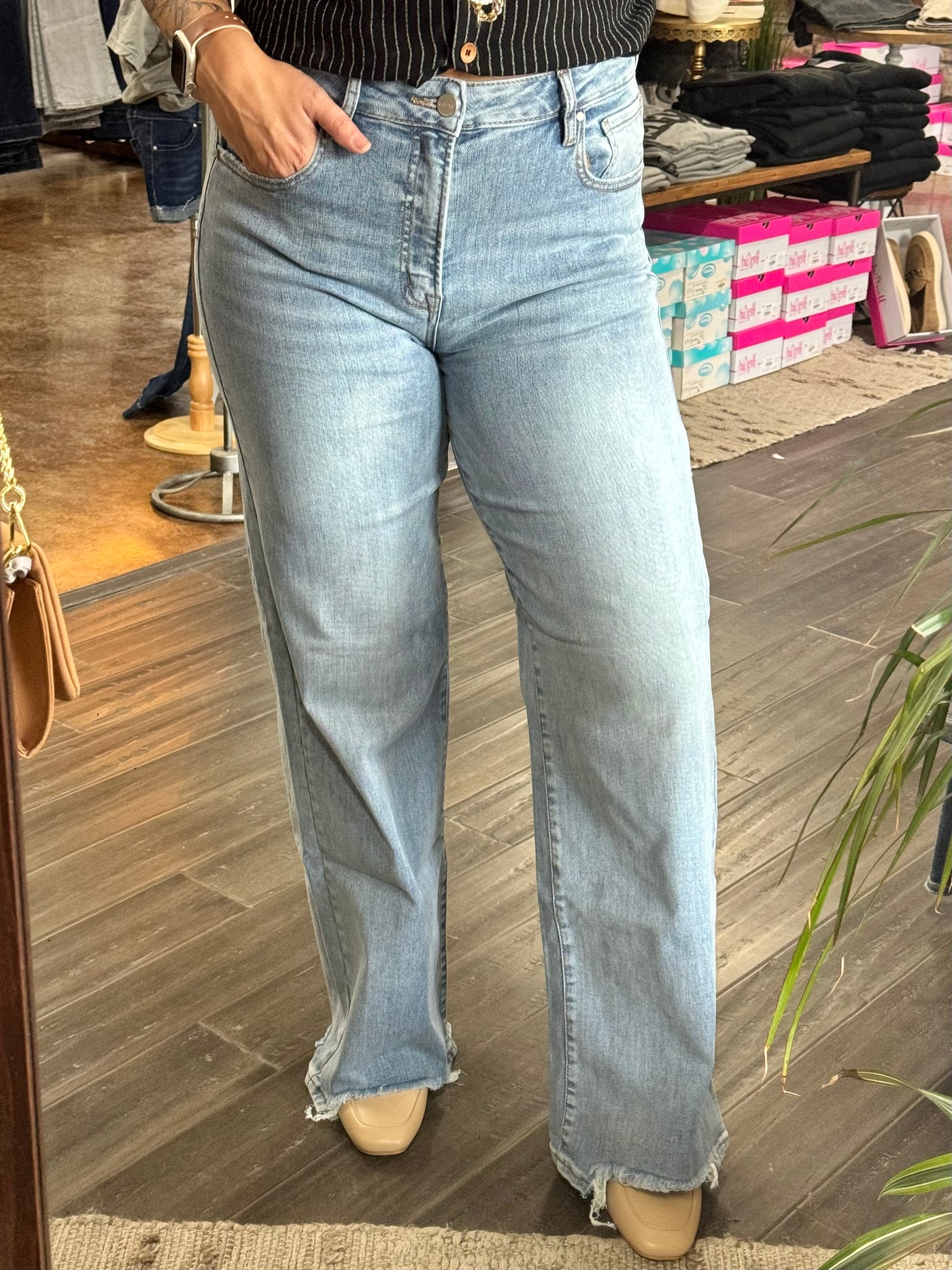 Wide Leg Step Hem Jeans