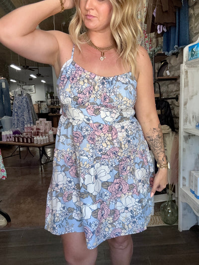 Floral Tiered  Spaghetti Strap Vacation Dress