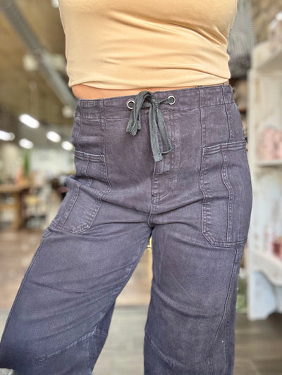 High Rise-Crop Wide Barrel Cuffed Pants