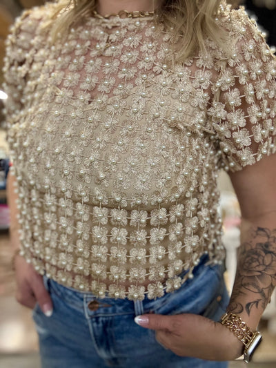 Lace Pearl Top