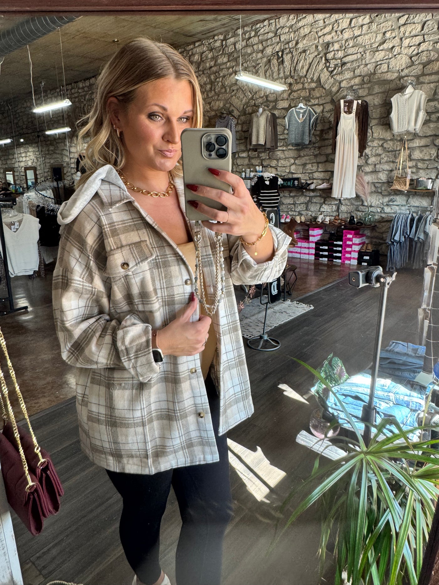 Drop Shoulder Plaid Shacket