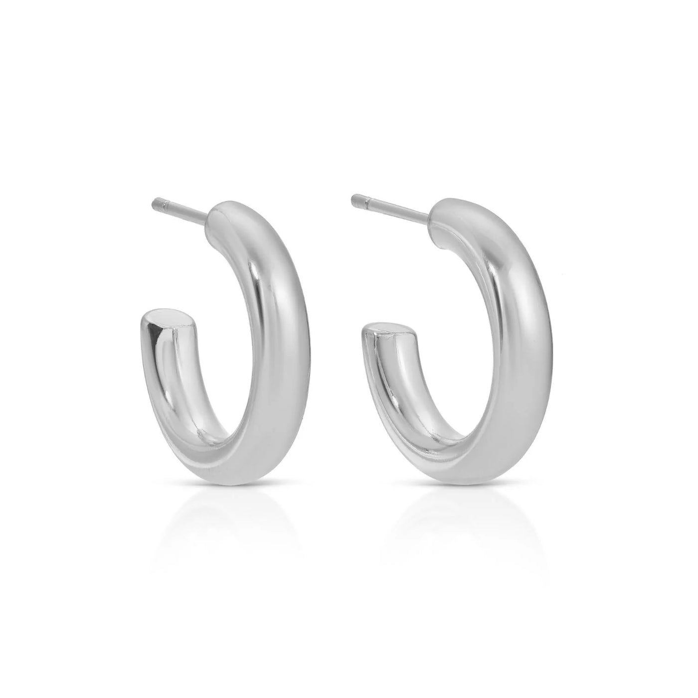 Small Thick Hoops-Silver