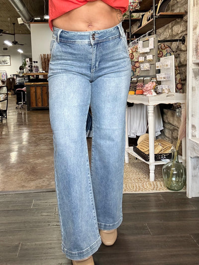 High Rise Double Button Jeans