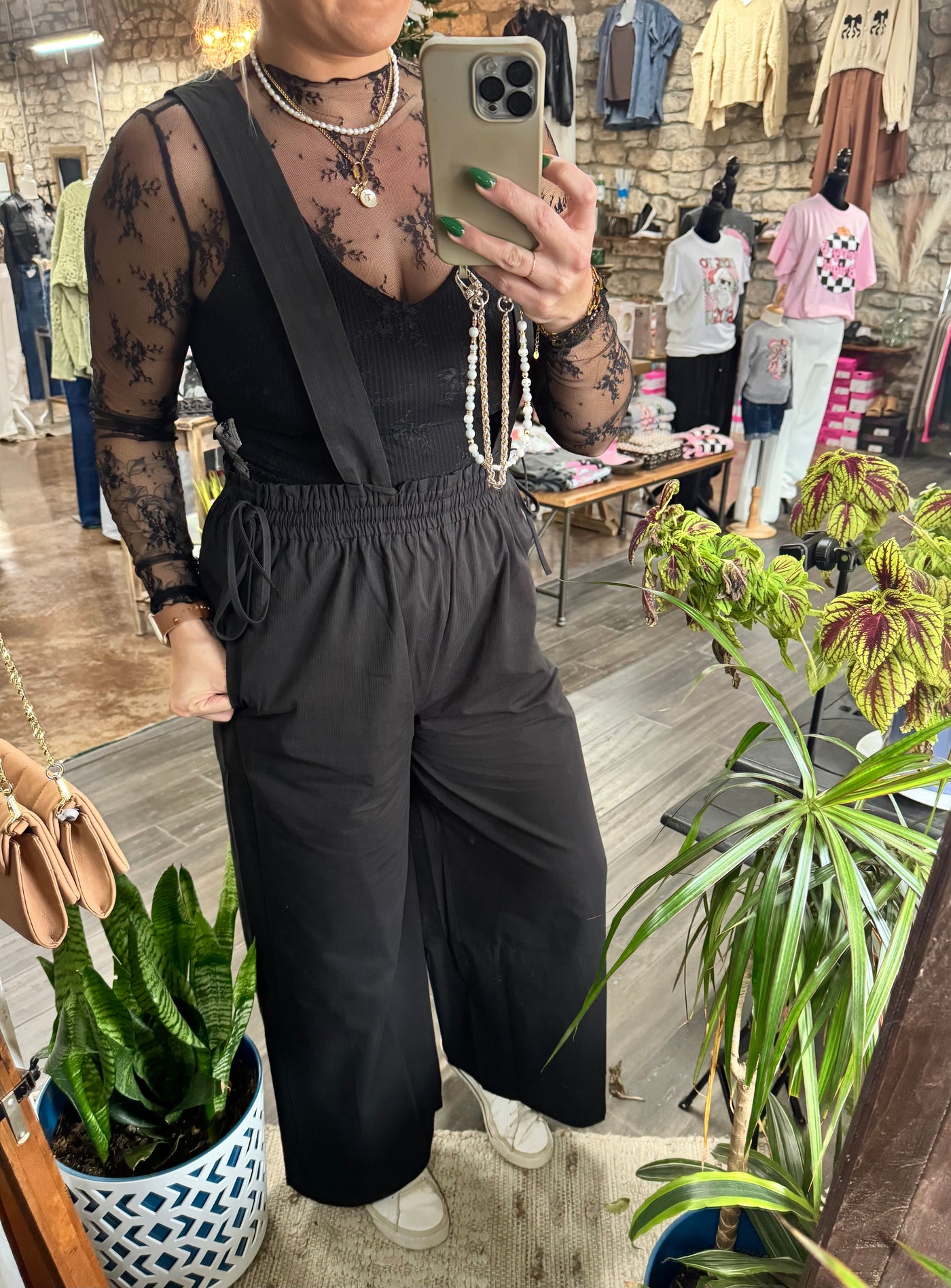 Suspender Wide Leg Jumpsuit (Black)