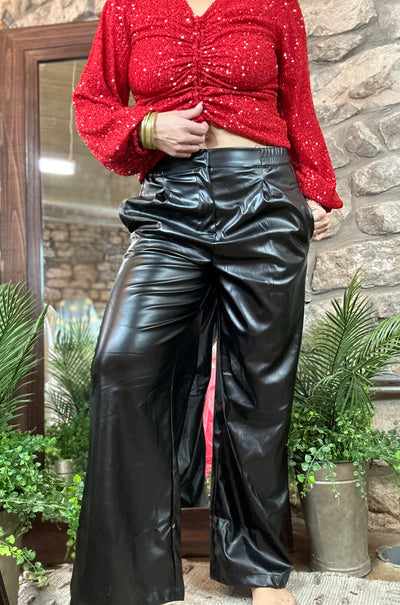 Becky Wide Leg Leather Pants