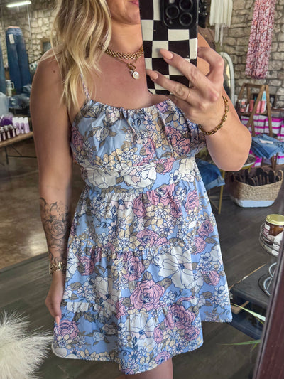 Floral Tiered  Spaghetti Strap Vacation Dress