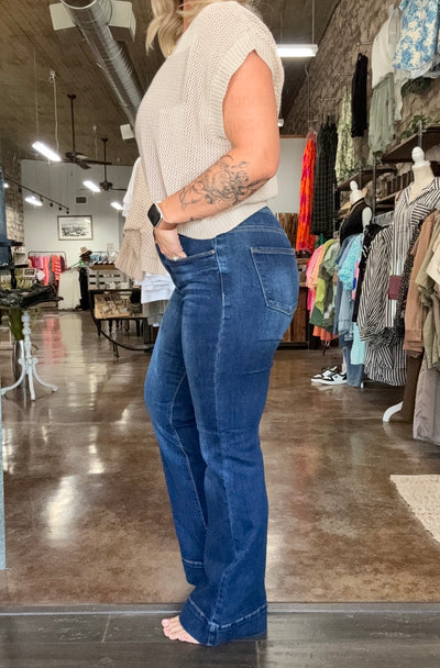 High Rise Dark Flare Jeans