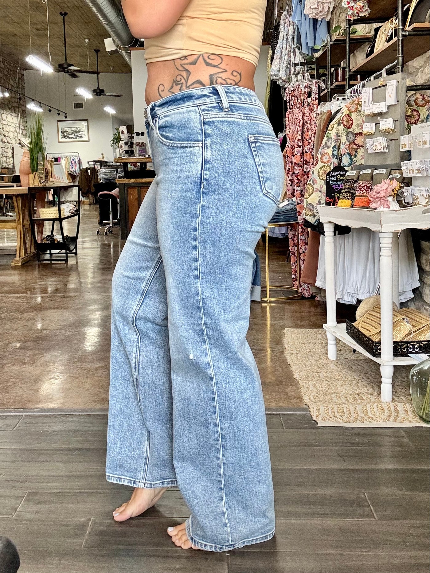 Low Rise Wide Leg Jeans