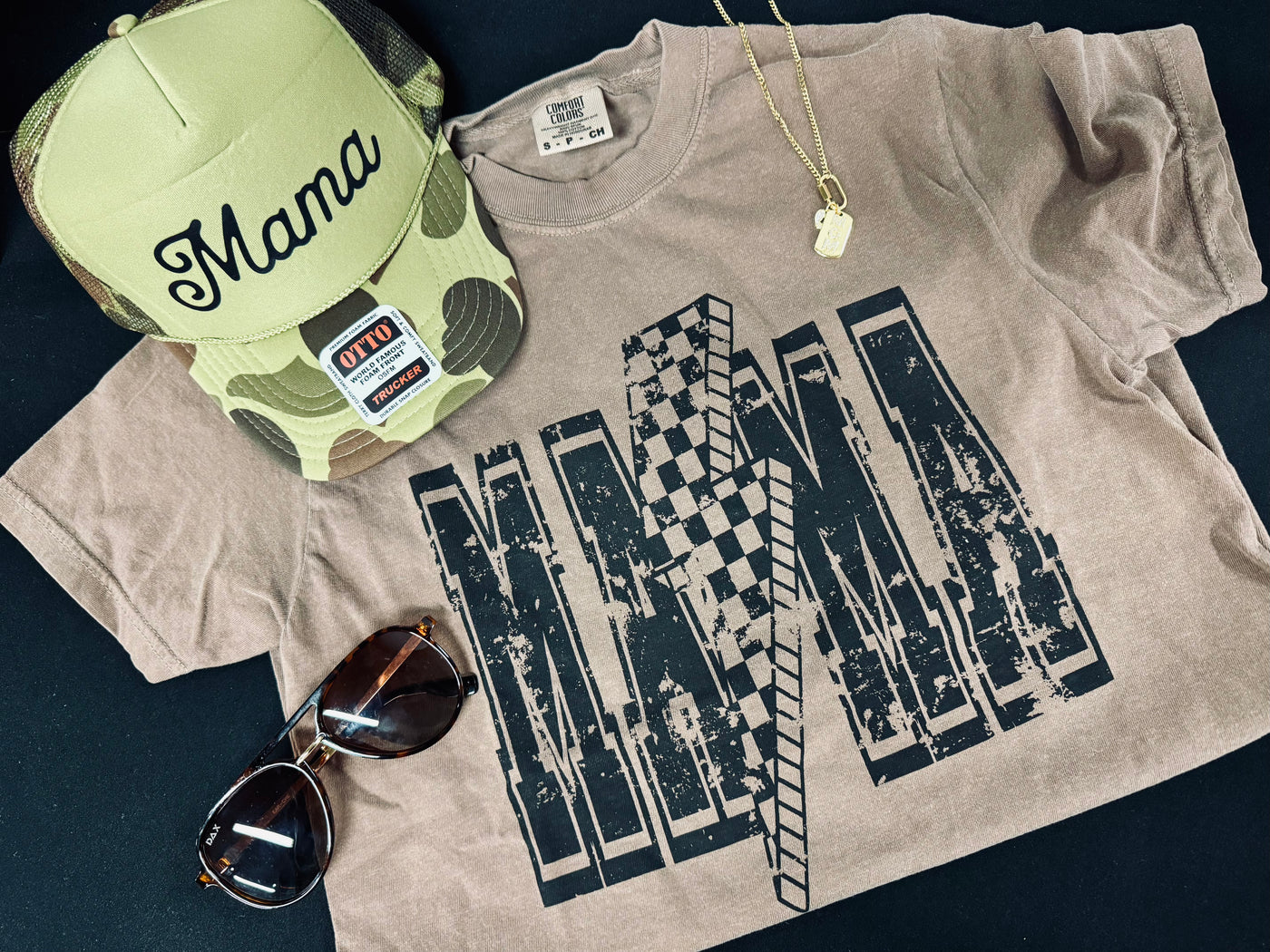Checkered Bolt Mama Tee