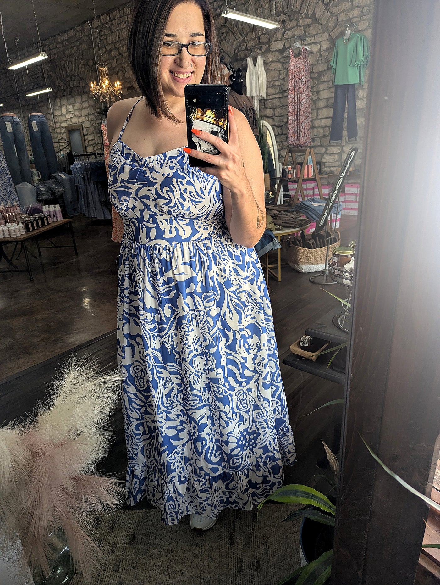 Floral Spaghetti Strap High Waist Maxi Dress