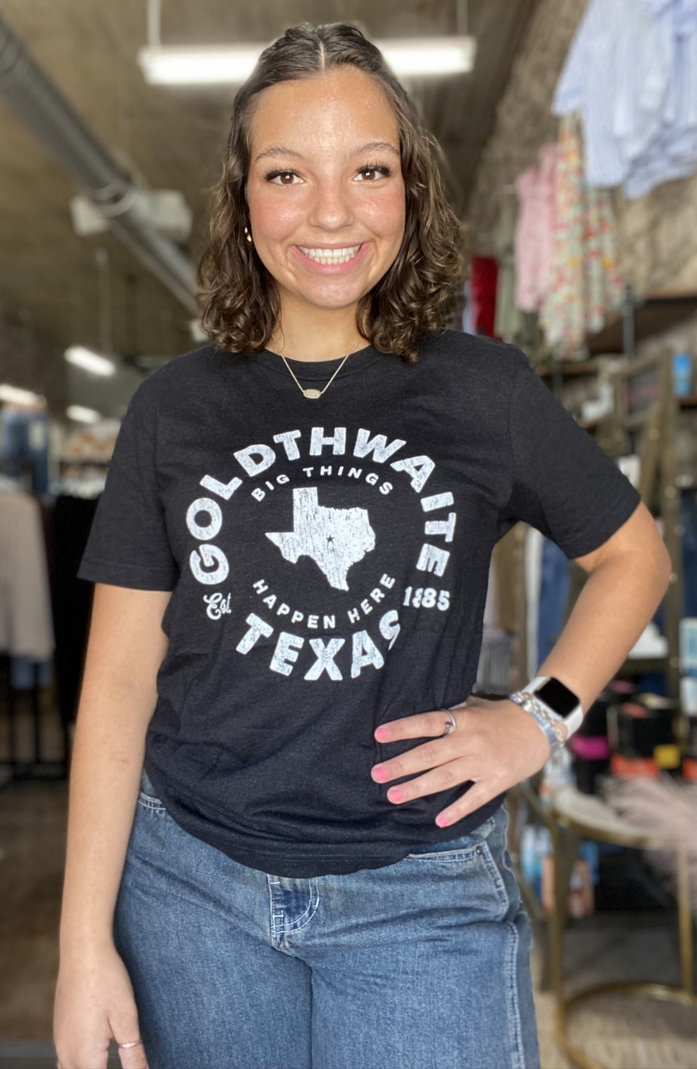 Big Things Happen Here Goldthwaite Tee