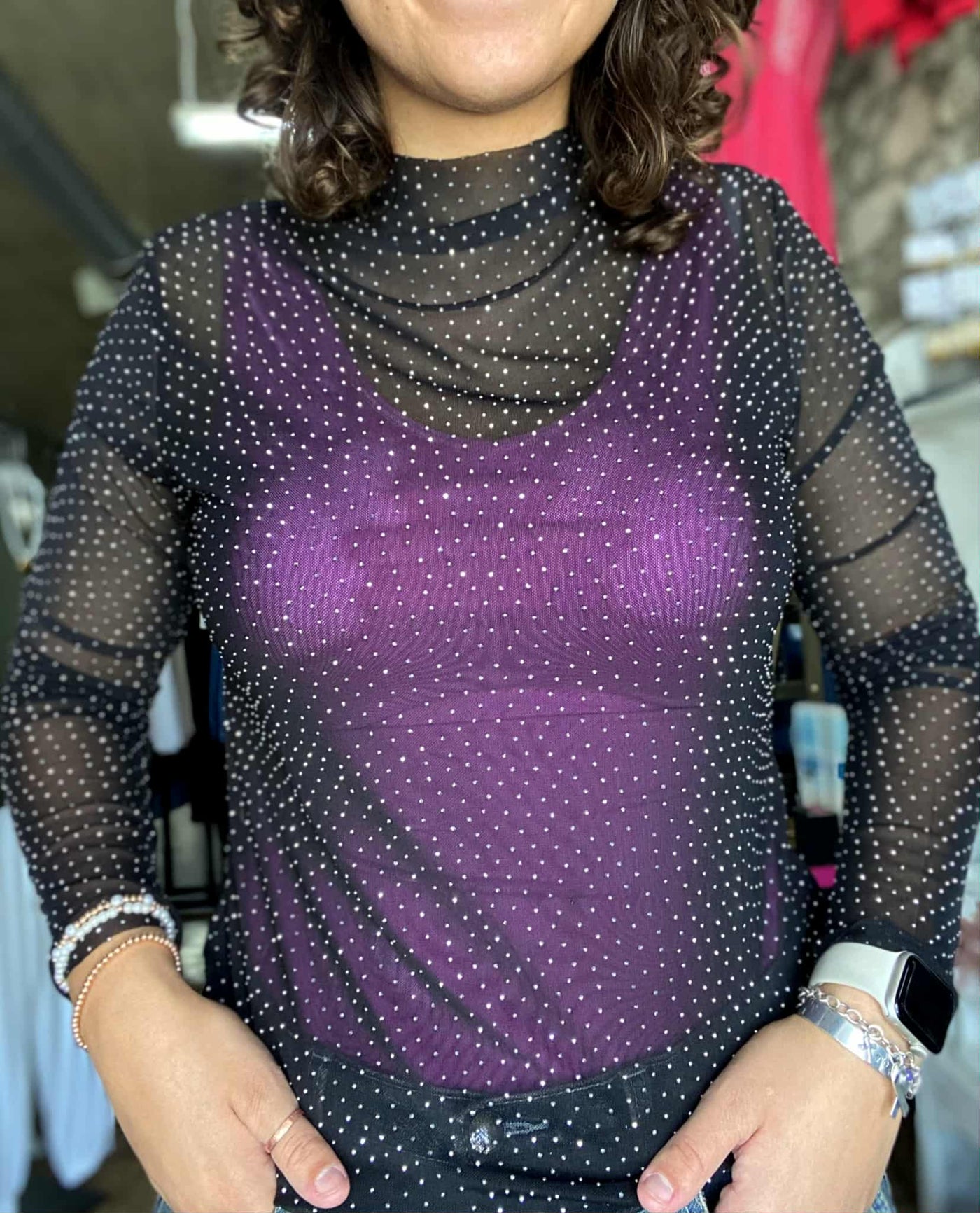 Rhinestone Lace Top