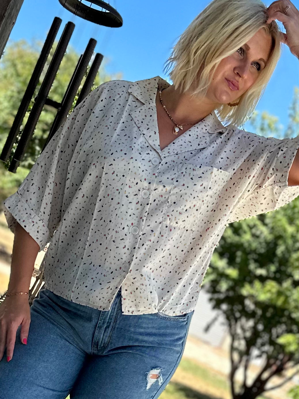 Cream Speckled Top