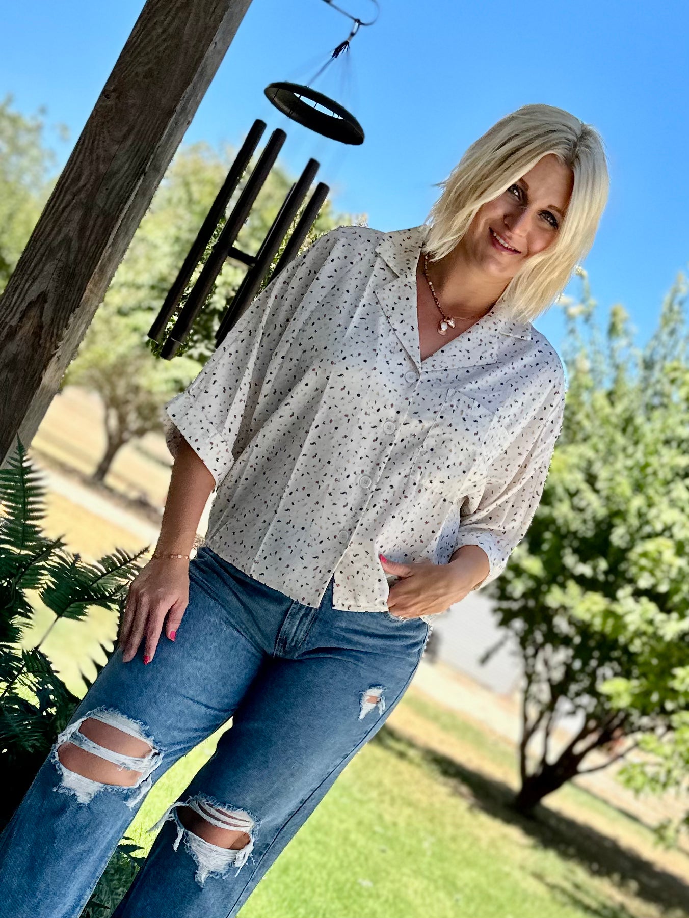 Cream Speckled Top