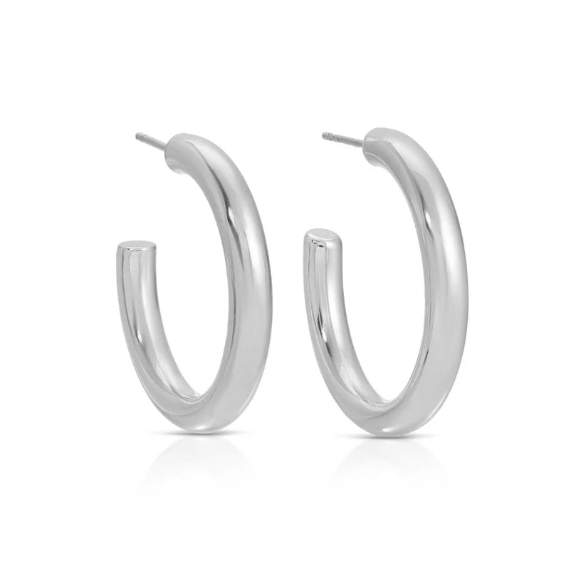 Medium Thick Hoops-Silver