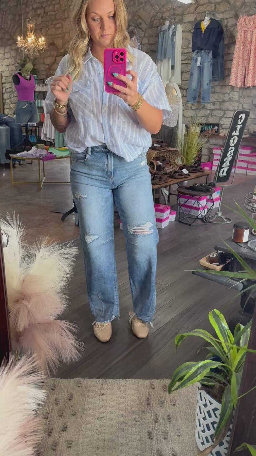 Mid Rise Baggy Leg Jeans