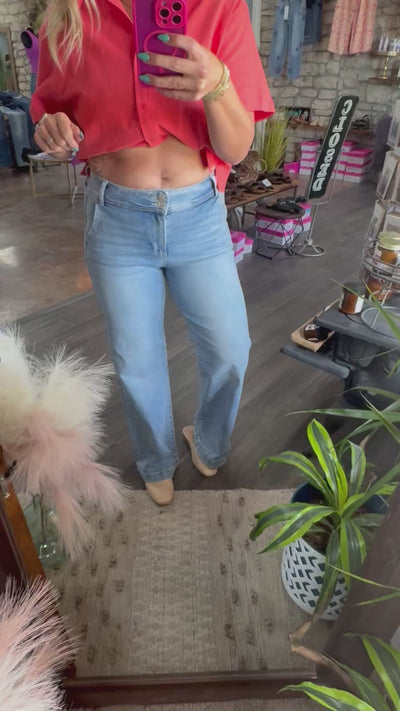 High Rise Double Button Jeans