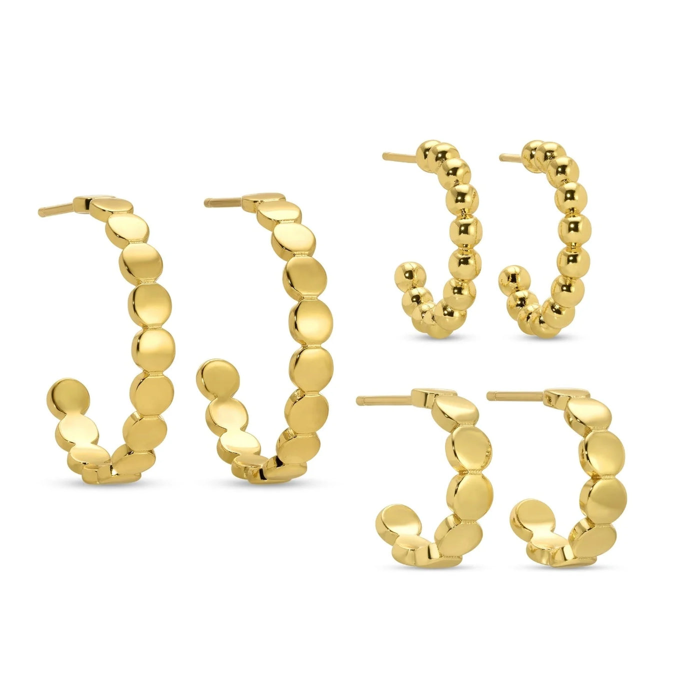 3 Count Set Dot Hoops-Gold