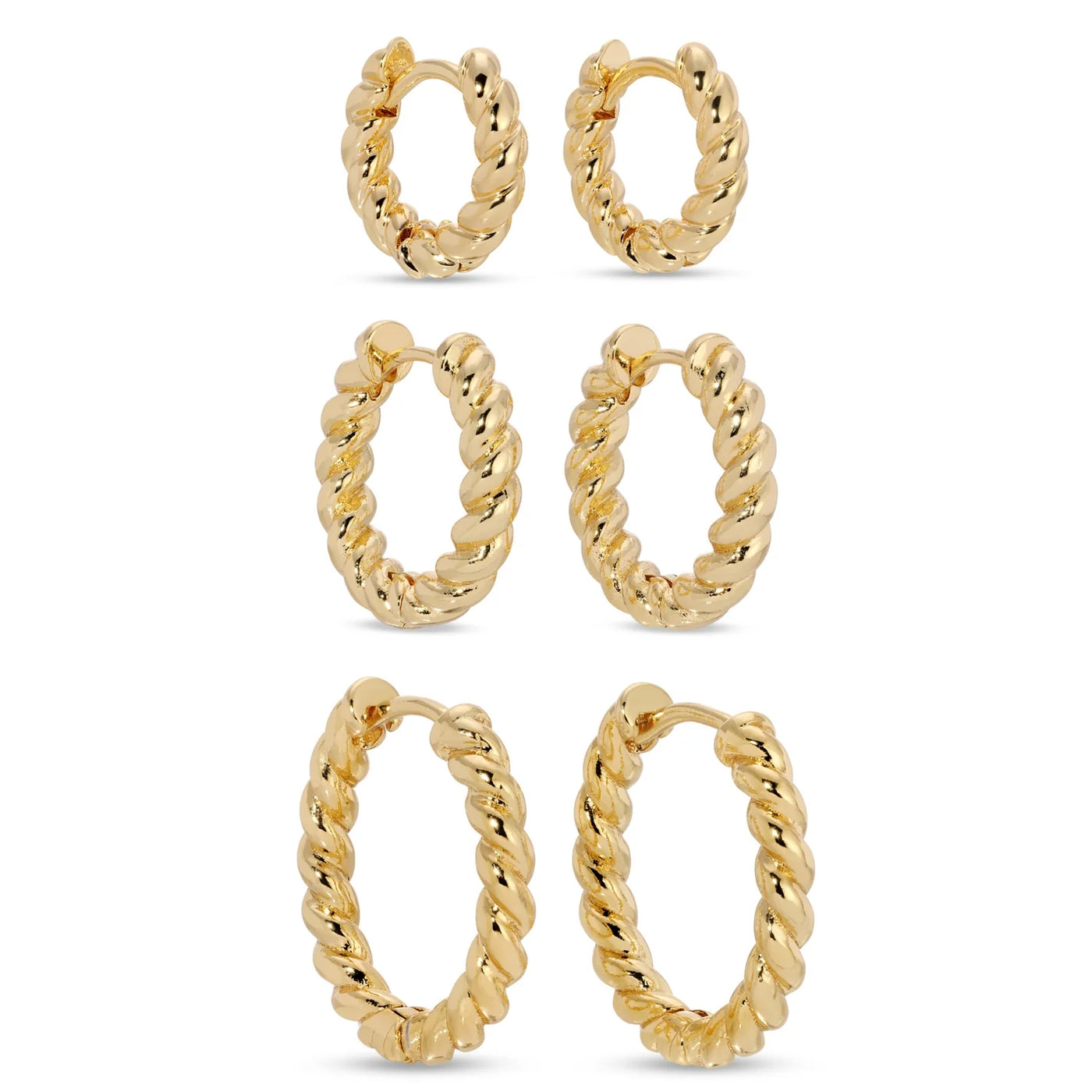 3 Count Set Twisted Hoops-Gold