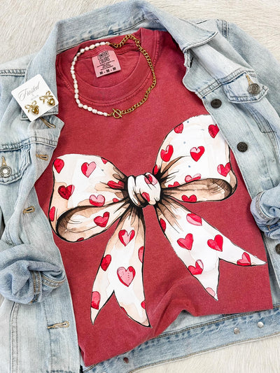 White Bow With Hearts Tee