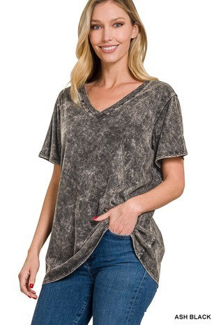 Washed Short Sleeve Top